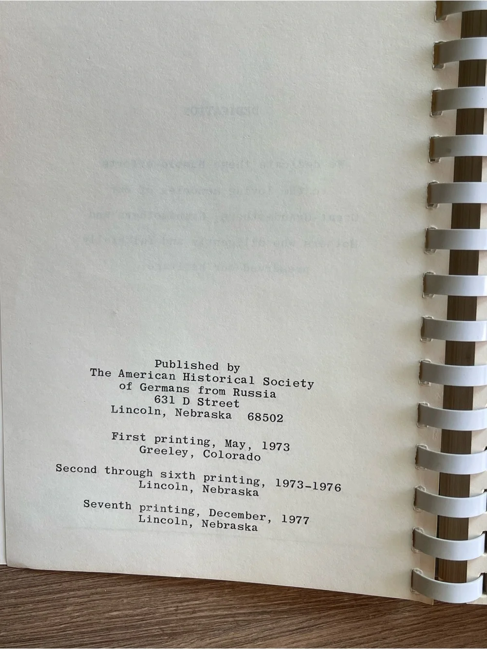 Kuche Kochen American Historical Society Germans from Russia Cookbook 1973